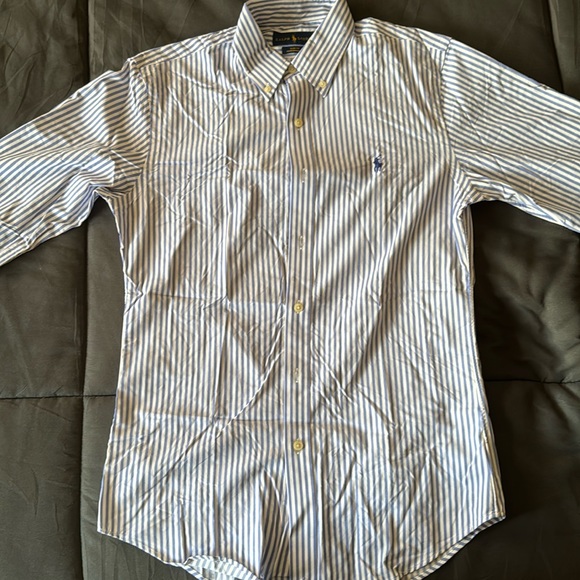 Ralph Lauren shirt strip blue size small slim fit - Picture 1 of 3